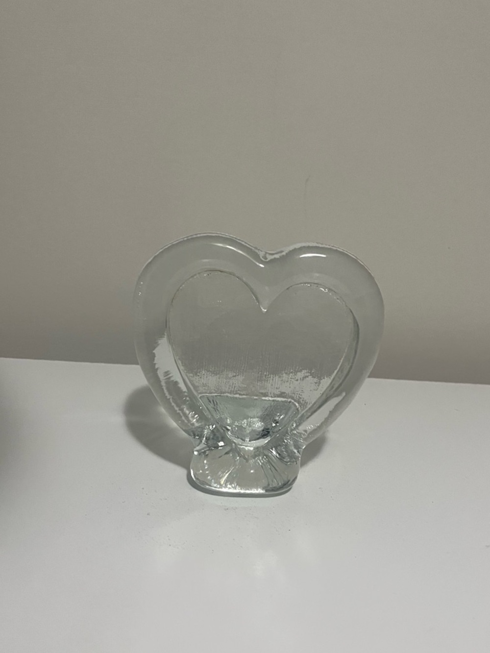 Vintage Heavy Glass Heart Tea Light Candle Holder - Crystal Clear